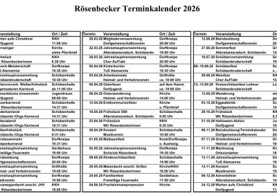 Termine roesenbeck 2026